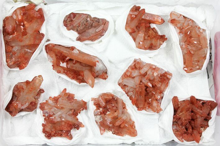 Lot: Natural, Red Quartz Crystal Clusters - Pieces #101505